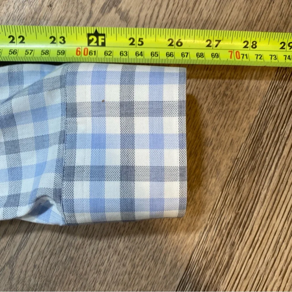Hugo Boss Men's Dress Shirt Checkered Long Sleeve 16 1/2 34/35 Sharp Fit Blue - Picture 7 of 16